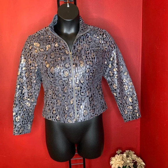 Linear Metallic Gold Print Jacket Size PS - Picture 1 of 5